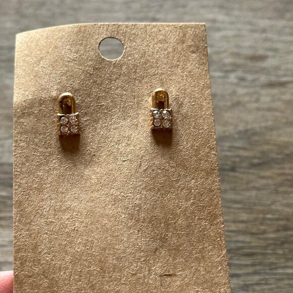 BOGO FREE CRYSTAL LOCK STUD EARRINGS - Picture 1 of 3